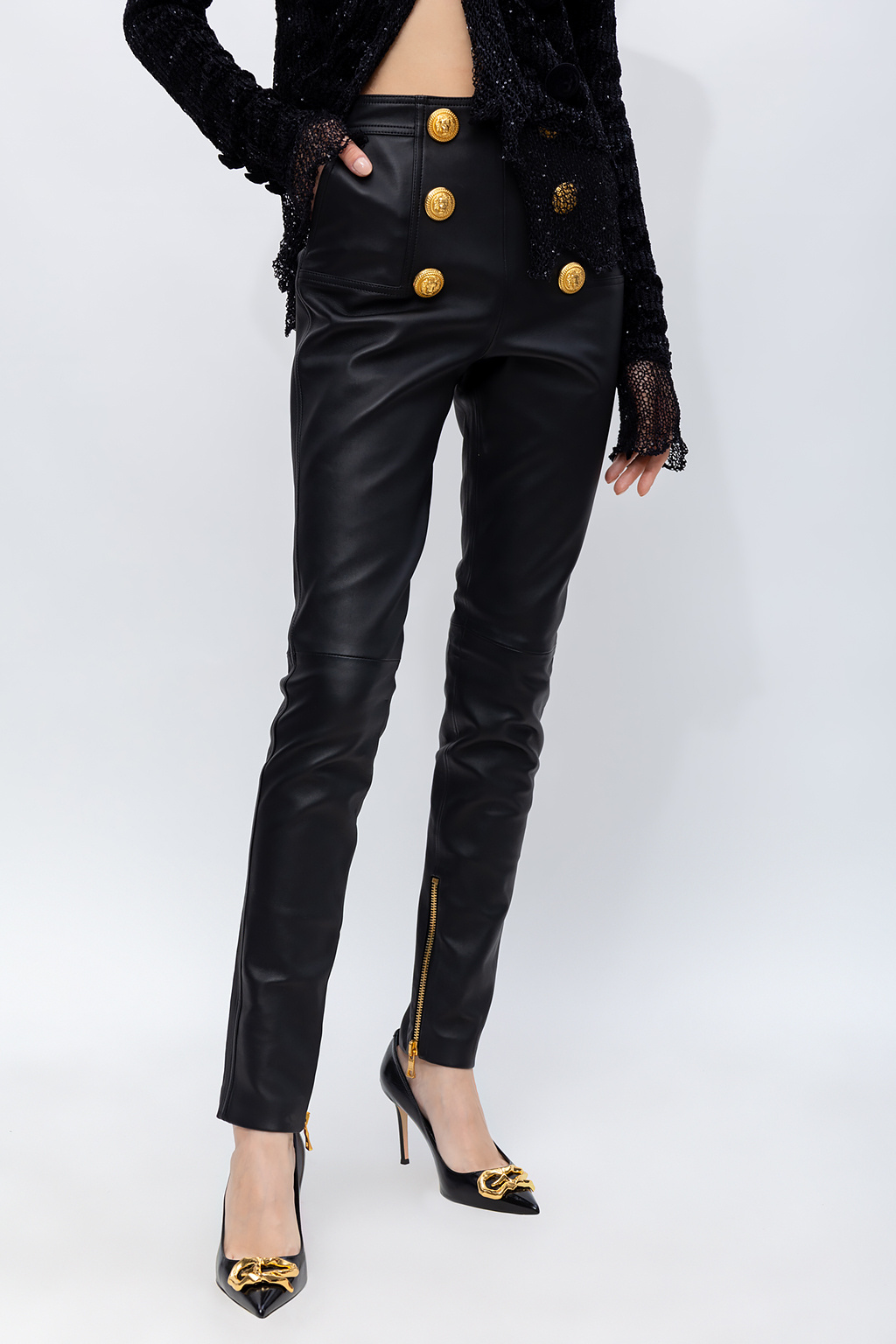 Balmain on sale leather pants